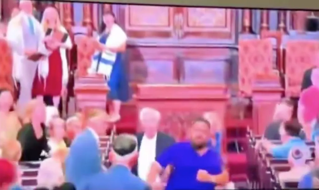 Larry Montes was thrown out of the synagogue as he attacked an individual on August 14, 2026.
