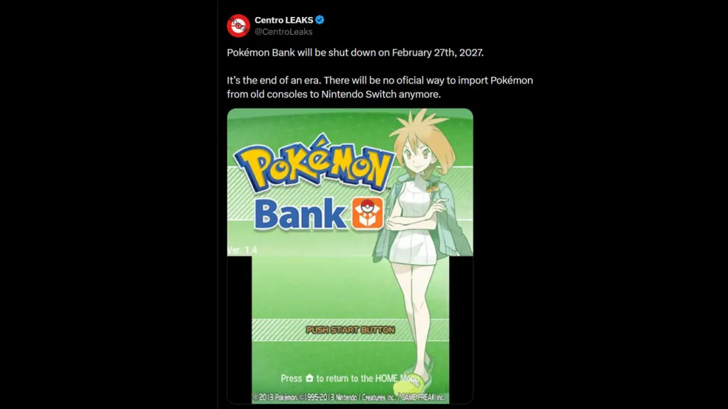 Pokémon Bank Shut Down Date