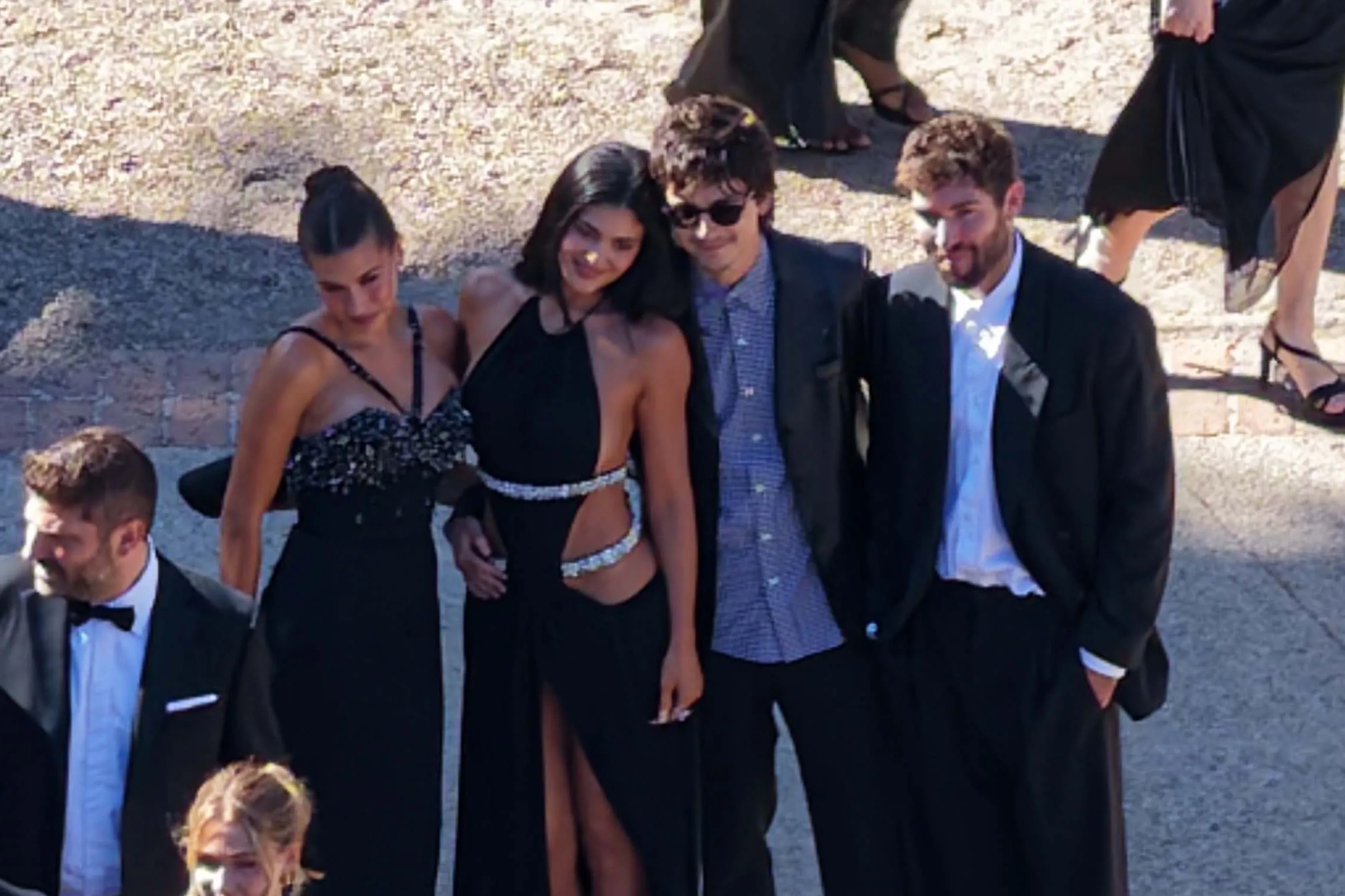 Kylie Jenner and Timothée Chalamet pose together at the wedding of Jordyn Woods and Karl-Anthony Towns.