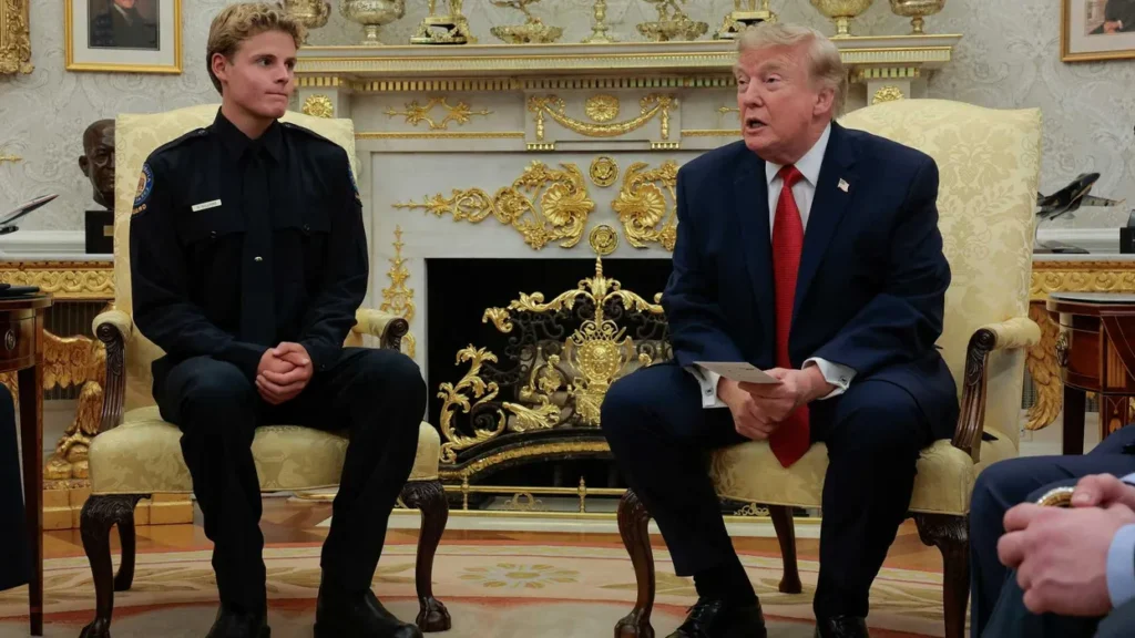 Trump’s USS Lincoln rant leaves 16-year-old lifeguard visibly uncomfortable