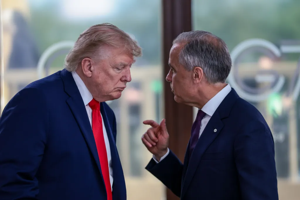 Donald Trump and Mark Carney in conversation.