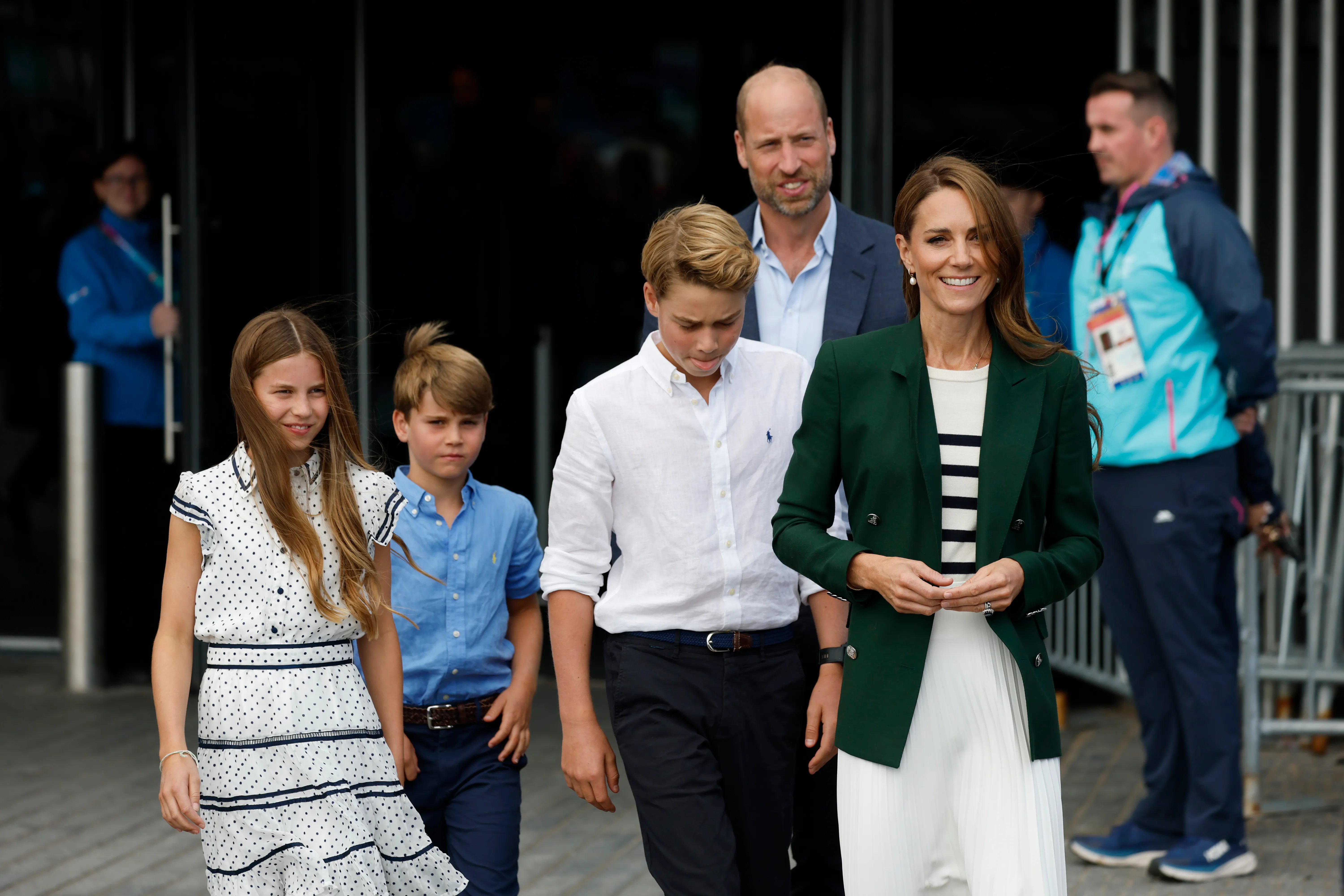 Princess Catherine, Prince William, Prince George, Princess Charlotte, and Prince Louis arrive at the Glasgow 2026 Commonwealth Games.