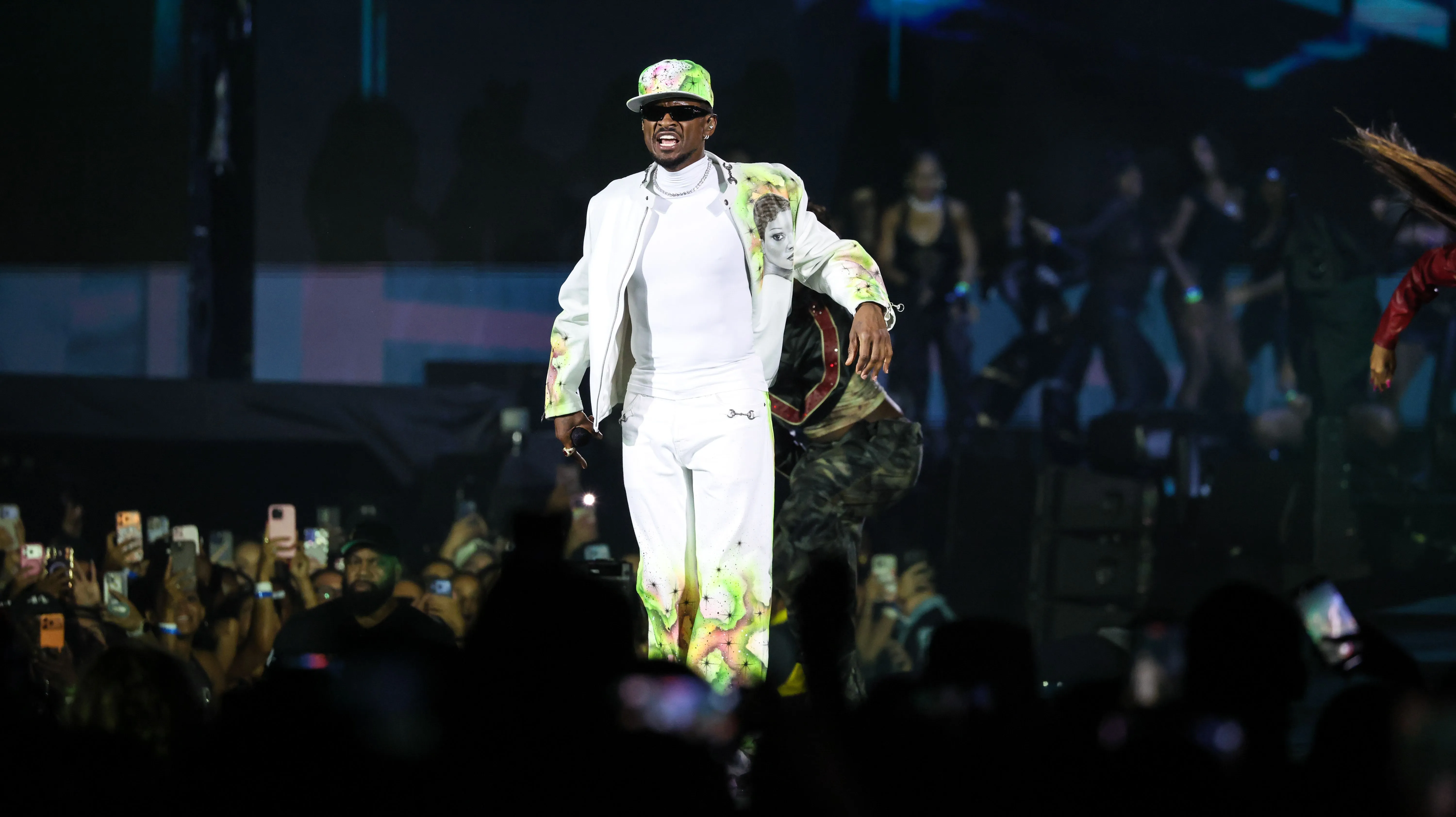 Chris Brown performing in concert.