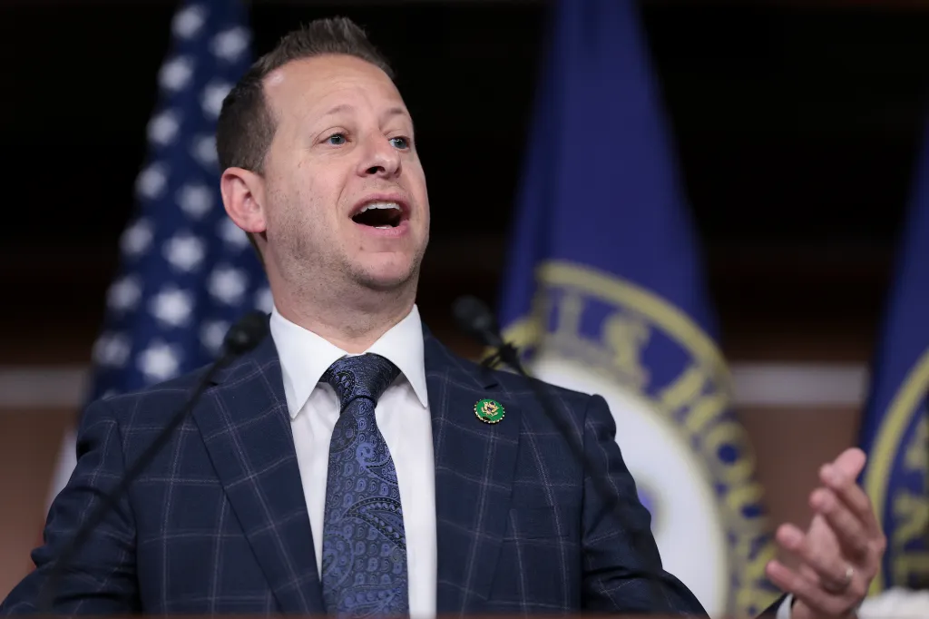Rep. Jared Moskowitz speaks at a press conference.