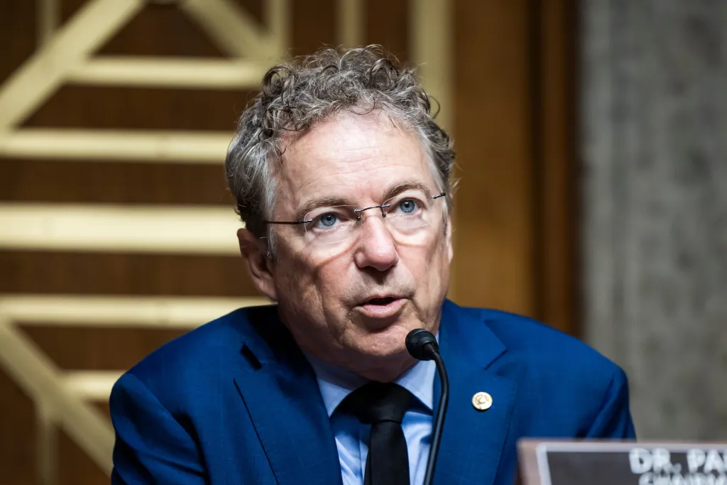 Senator Rand Paul speaking at a Senate Homeland Security Committee meeting.
