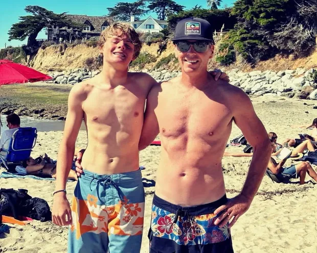 Ryder Williams and his father, Shane, at a beach in Santa Cruz, California.