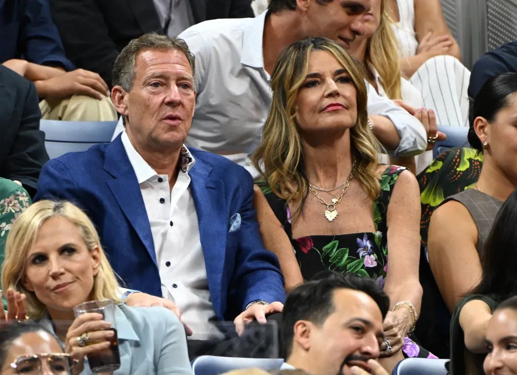 Savannah Guthrie watching the Roger Federer 