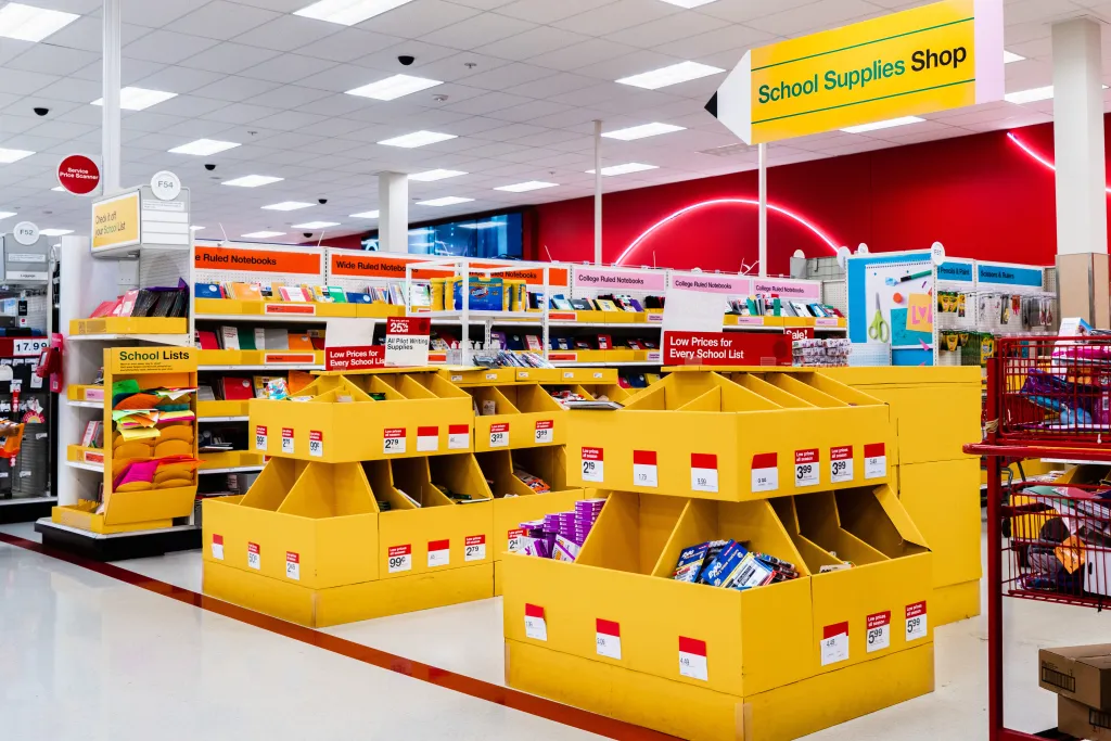 An aisle in a Target store is set up as a 