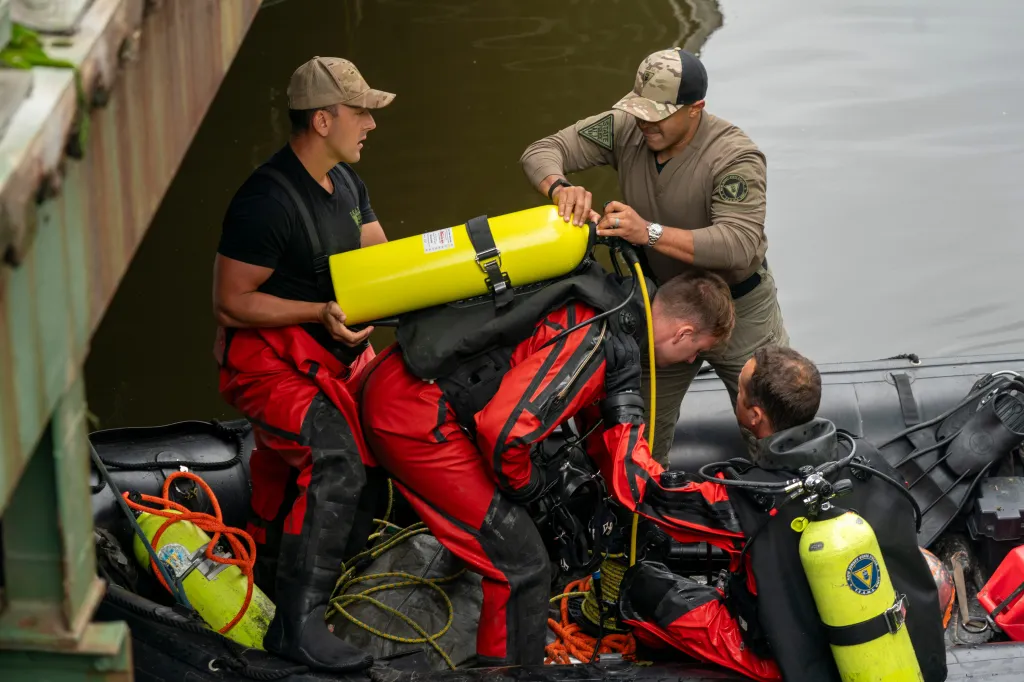 Search crews on the river.