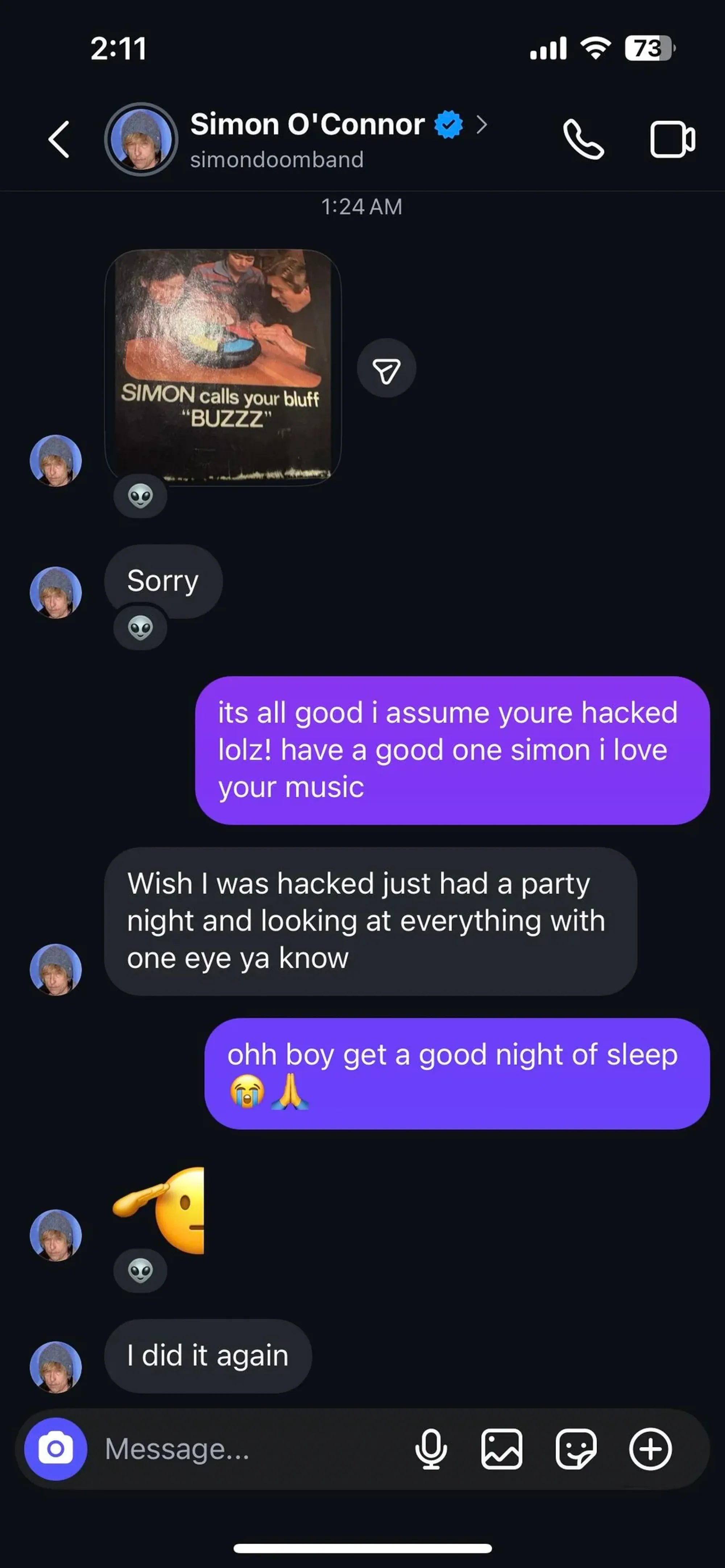 A screenshot of text messages between 