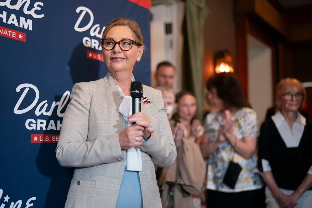 Senator Darline Graham speaking at a campaign event.