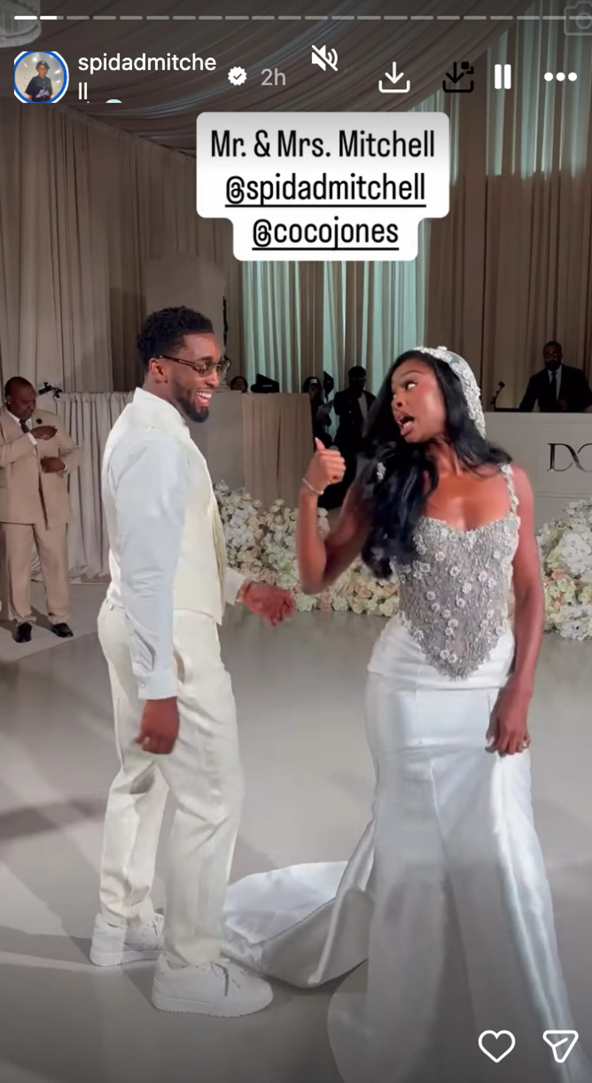 Coco Jones and Donovan Mitchell at their wedding.