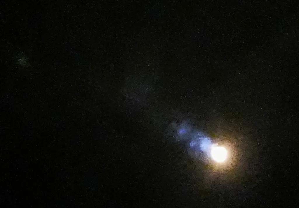 A SpaceX Falcon 9 booster landing at Cape Canaveral Space Force Station after carrying Globalstar.