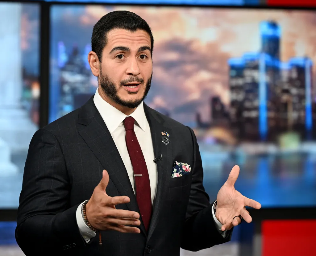 U.S. Senate candidate Abdul El-Sayed speaking during a debate.