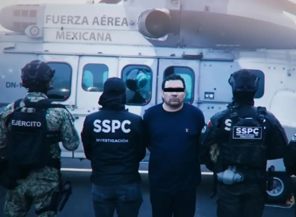 Ramón Ángel Álvarez Ayala, leader of the Jalisco New Generation Cartel, being arrested by special security forces.