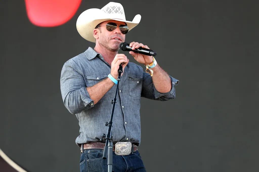 Taylor Sheridan speaks onstage during the 2023 Stagecoach Festival.