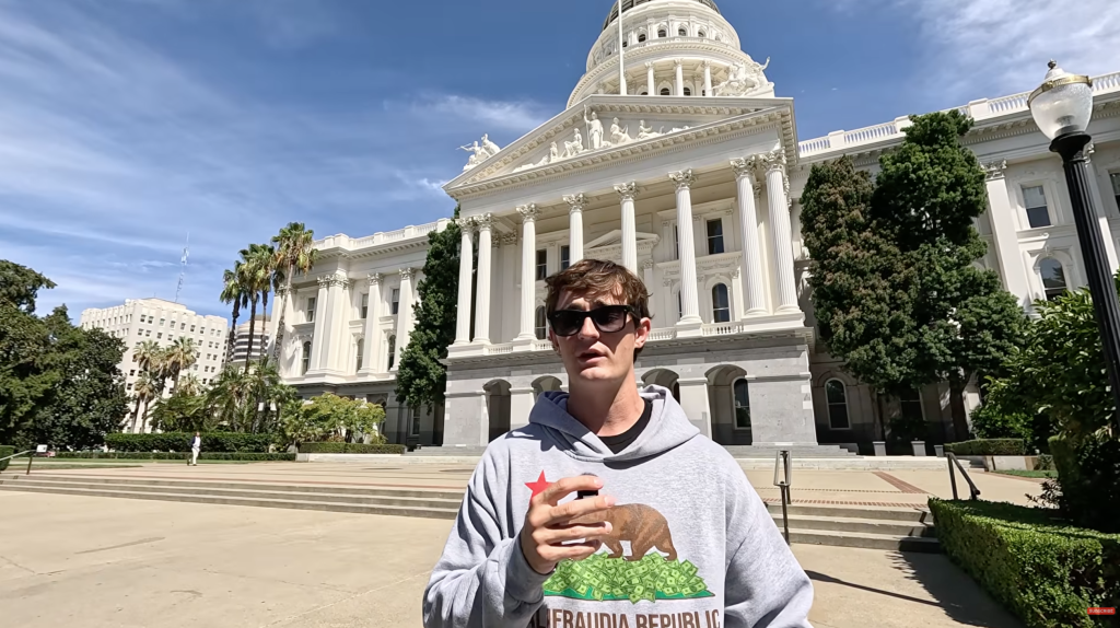Nick Shirley outside the California State Capitol in Sacramento.