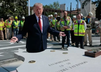 ‘You’ll never see a crack’: Trump baffles with epic granite rant at helipad tour