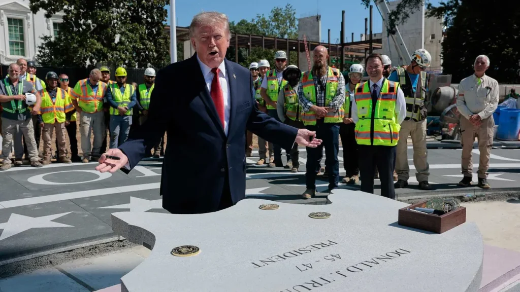 ‘You’ll never see a crack’: Trump baffles with epic granite rant at helipad tour