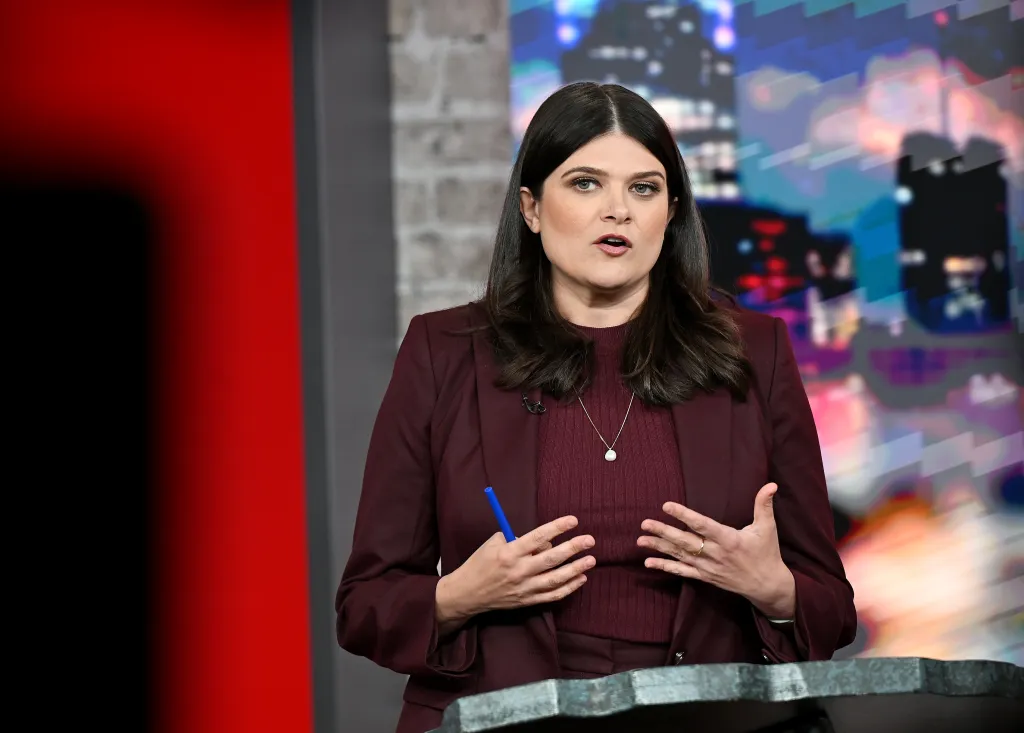 U.S. Rep. Haley Stevens speaks during a U.S. Senate debate.