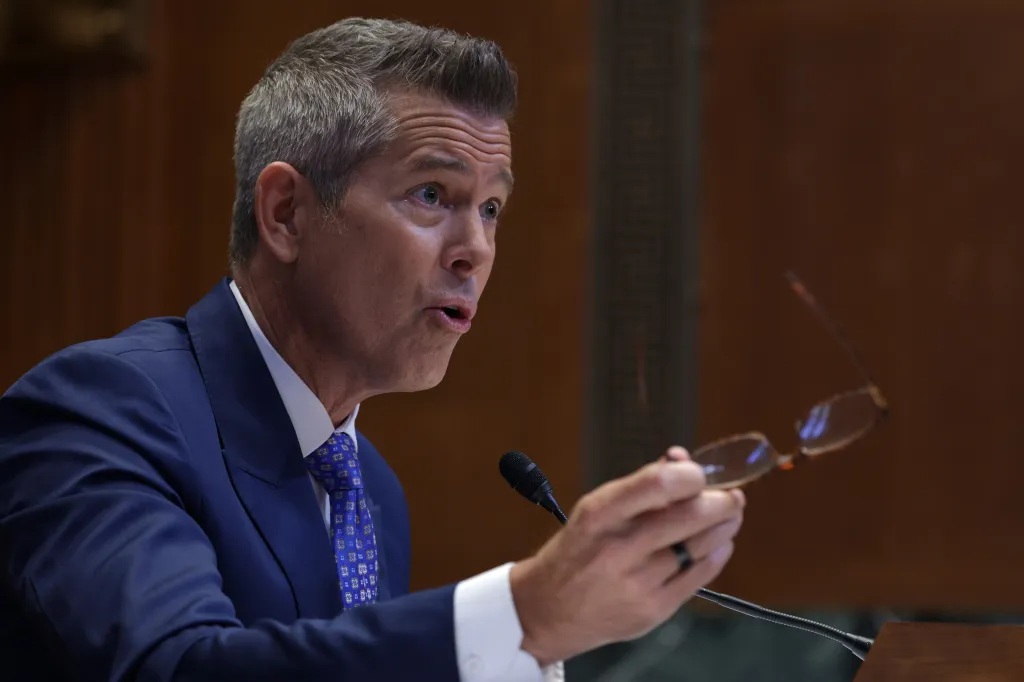 Secretary of Transportation Sean Duffy testifies before the Subcommittee on Transportation, Housing and Urban Development, and Related Agencies of the Senate Committee on Appropriations at the Dirksen Senate Office Building on Tuesday, May 19, 2026, on Capitol Hill in Washington, DC.