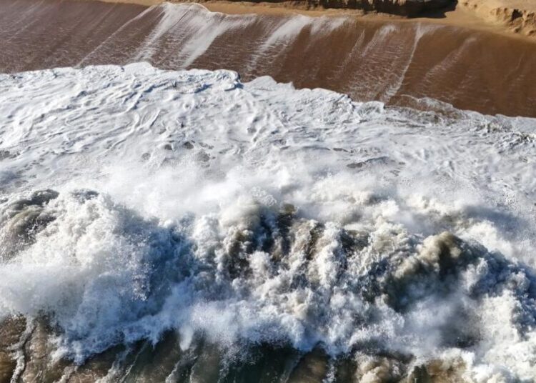 Stripped of sand, decades-old infrastructure ‘relics’ pop up at the Wedge in Newport Beach