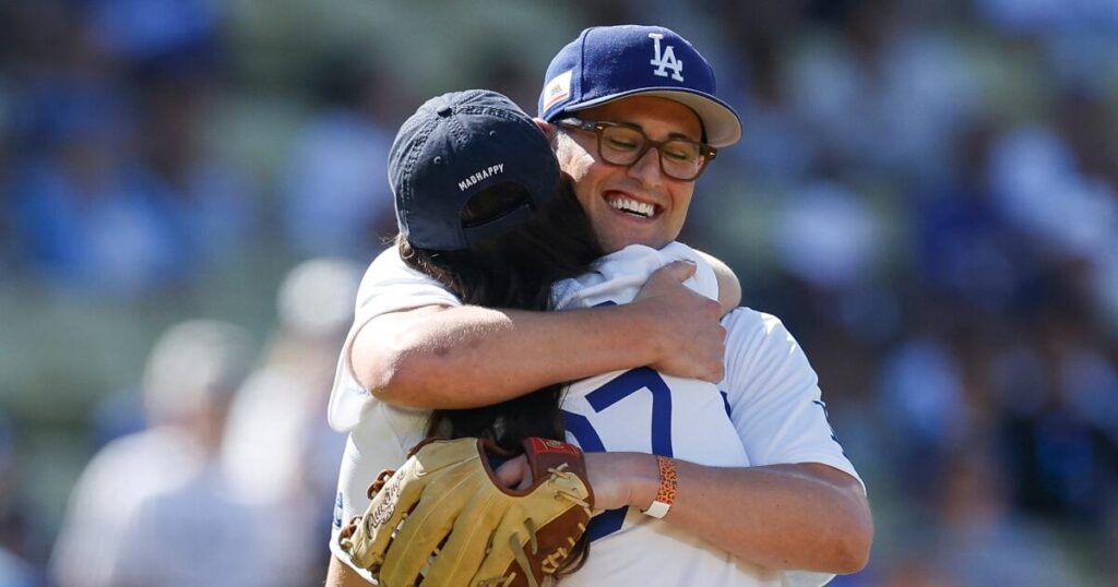 Two of Rob Reiner’s kids pay tribute to their dad with Dodgers ceremonial first pitches