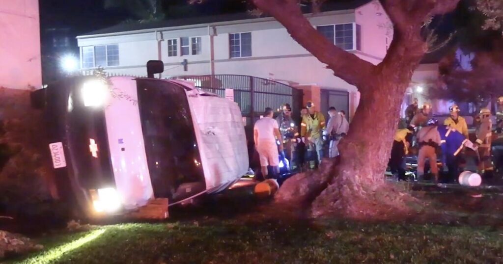 Rollover crash in Whittier sends 10 people to the hospital