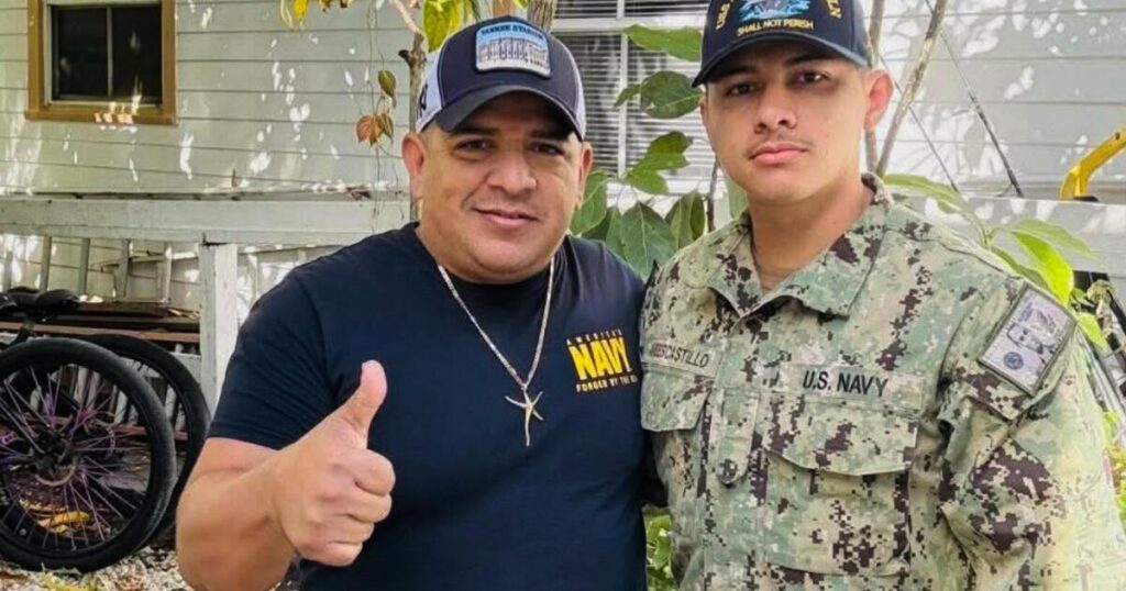 Awaiting return of his son aboard the USS Lincoln, a father is arrested