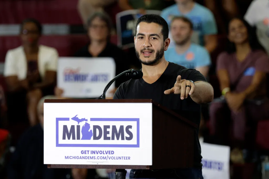 Abdul El-Sayed speaking at the Michigan Democratic Party General Election Kickoff Rally.