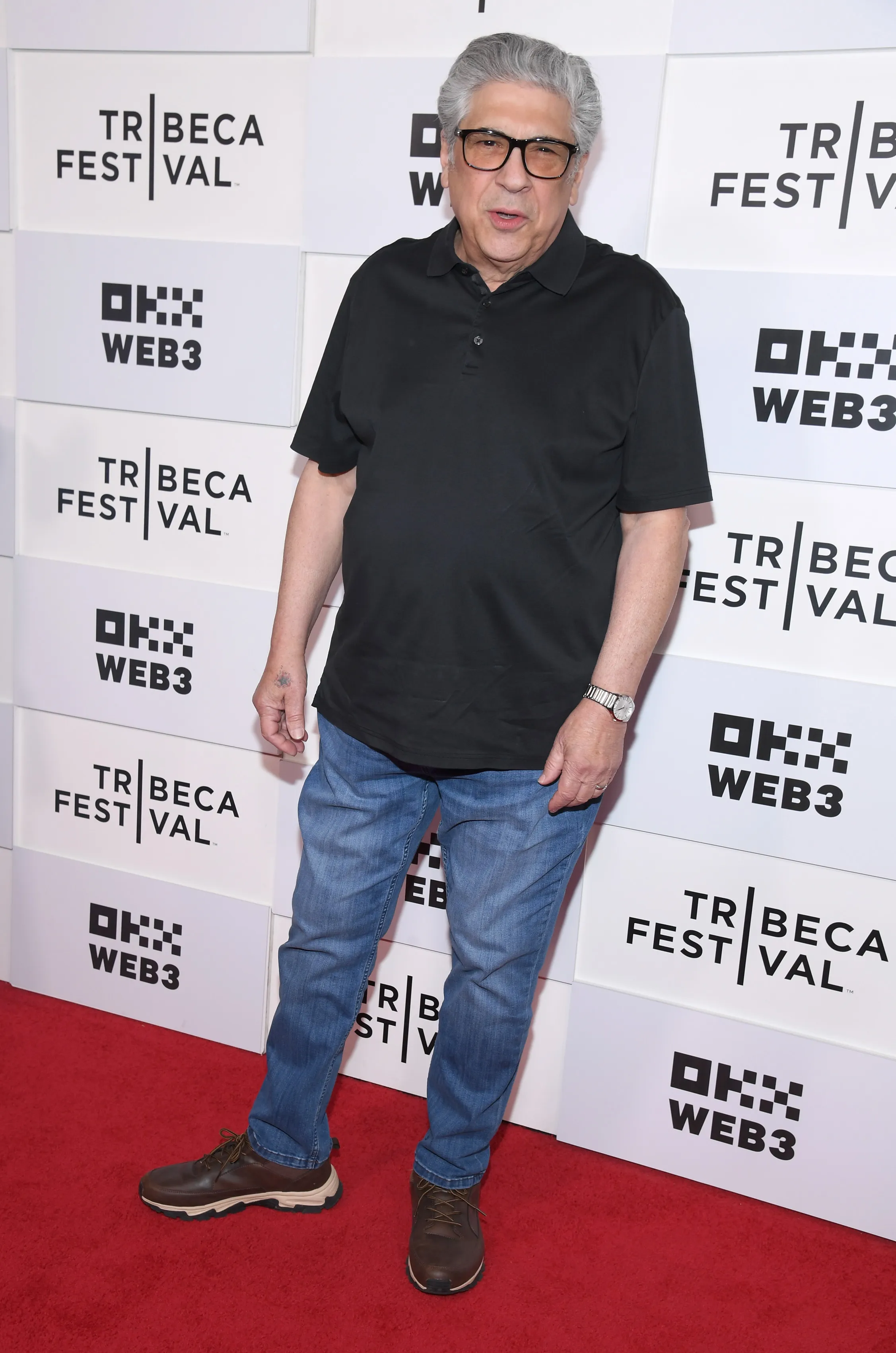 Vinny Pastore in a black polo and jeans at the Tribeca Festival.
