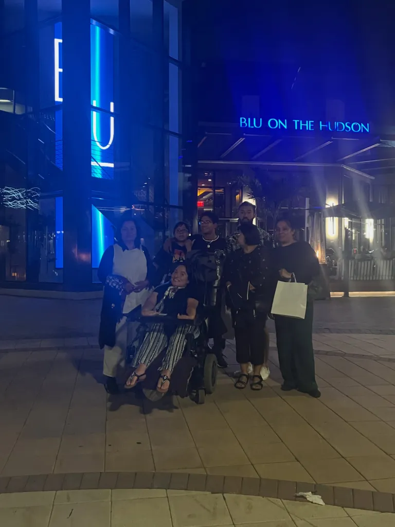 Sinbaldi with her party outside the restaurant on her 29th birthday.