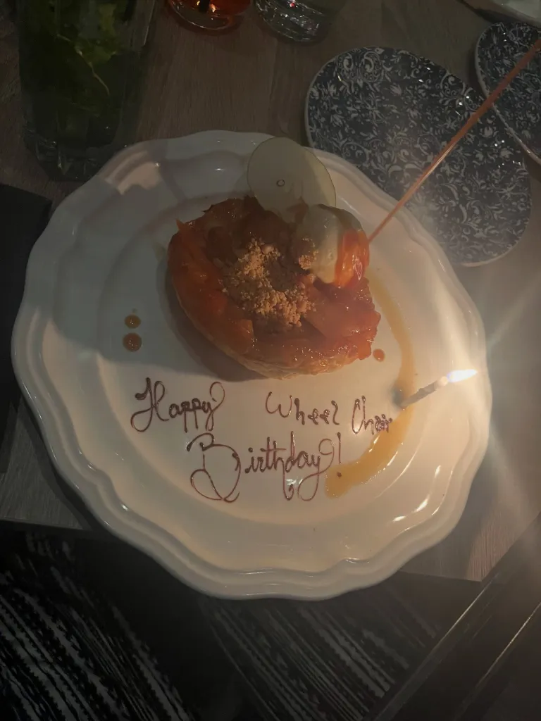 Sinbaldi was served a dessert dish with 