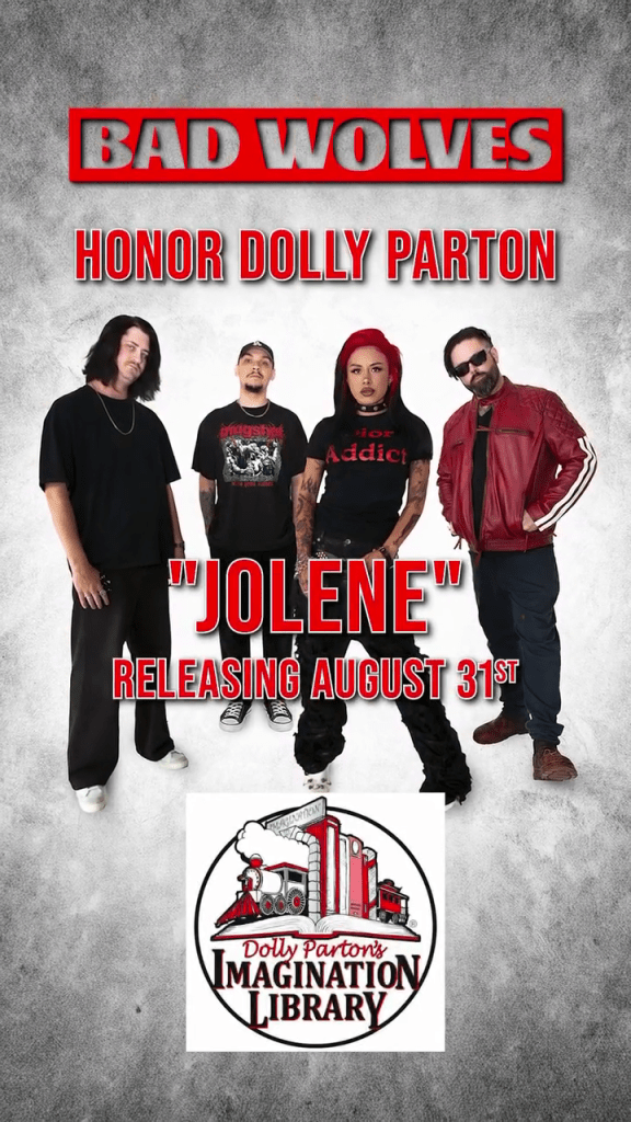 Illustration of the Bad Wolves band honoring Dolly Parton with their cover of 