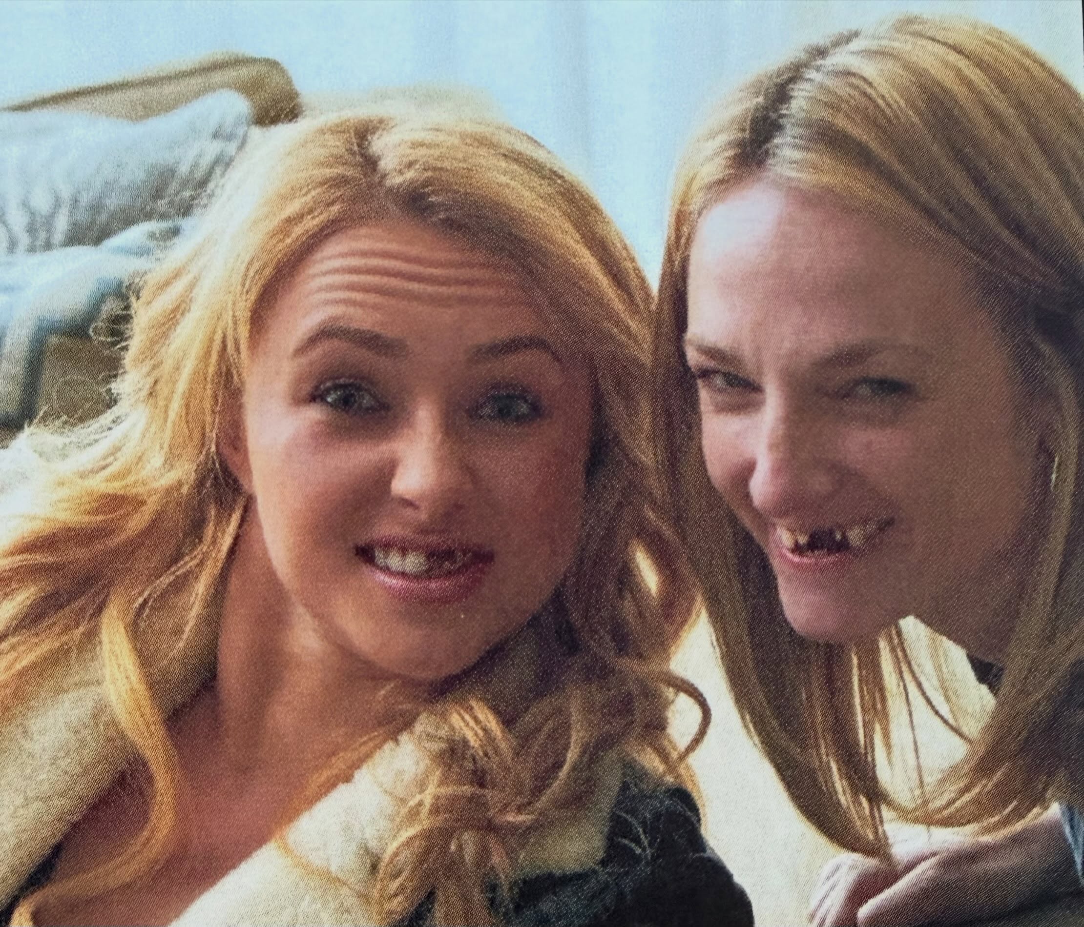 Collage of Sylvia Jeffries and Hayden Panettiere smiling with missing front teeth.