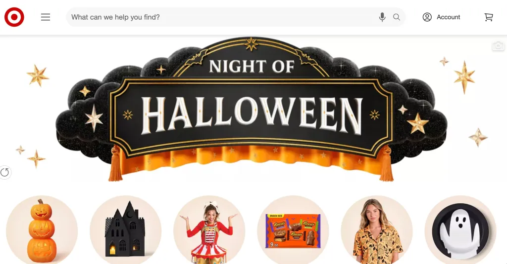 Target.com homepage featuring 