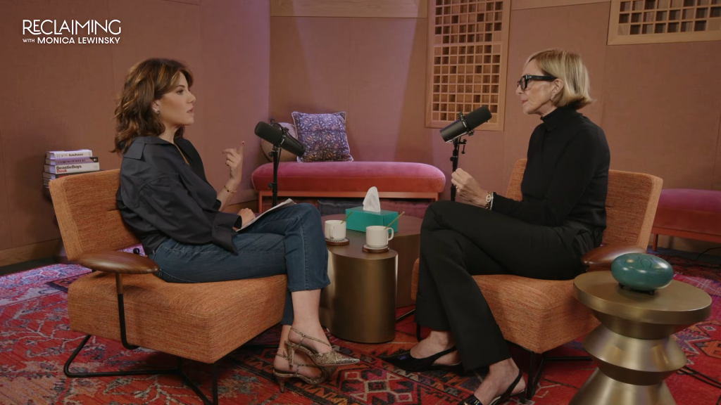 Monica Lewinsky and Allison Janney conversing on 