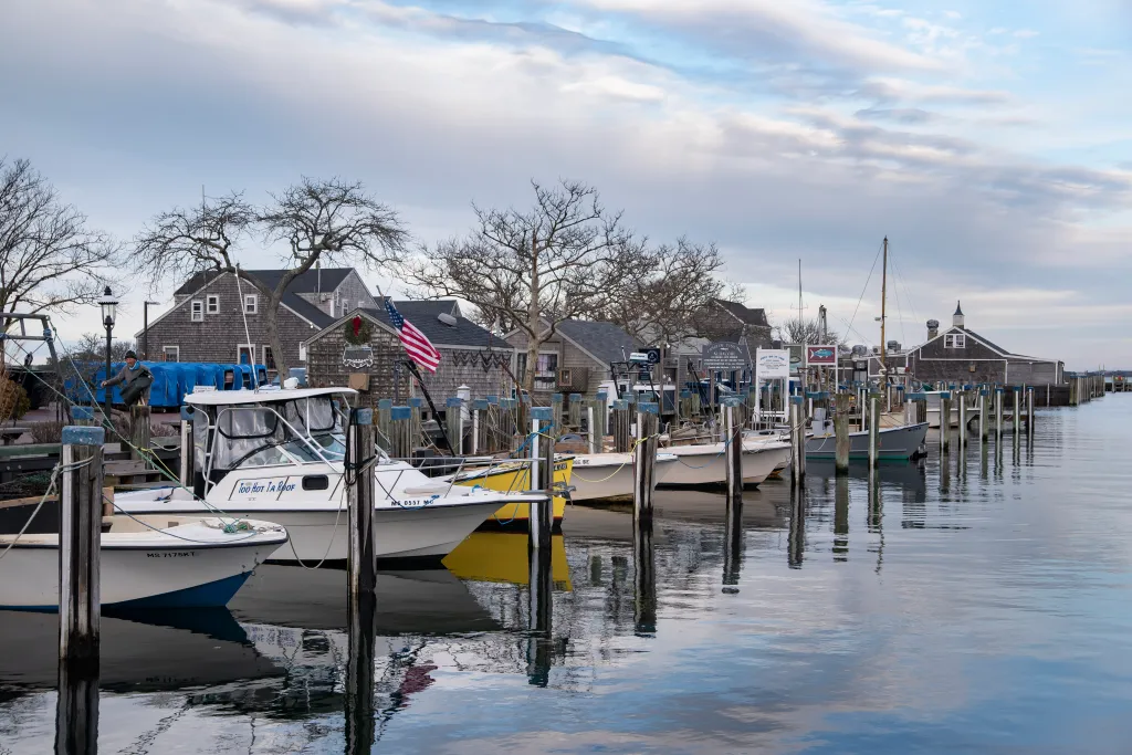 Boats docked at Nantucket Boat Basin.