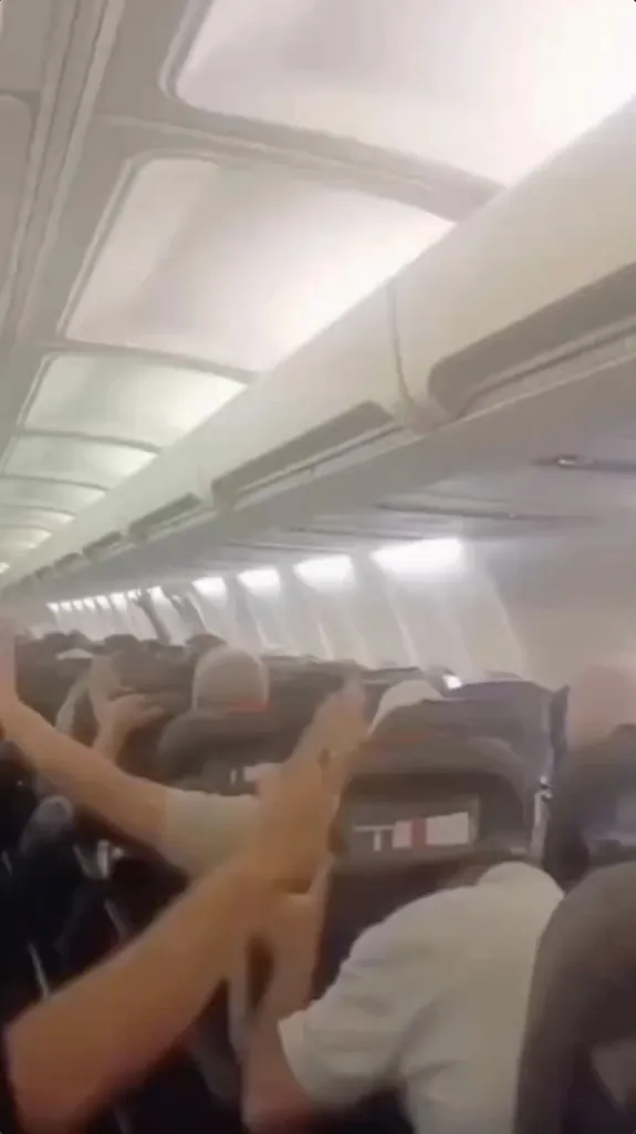 Passengers aboard flight.