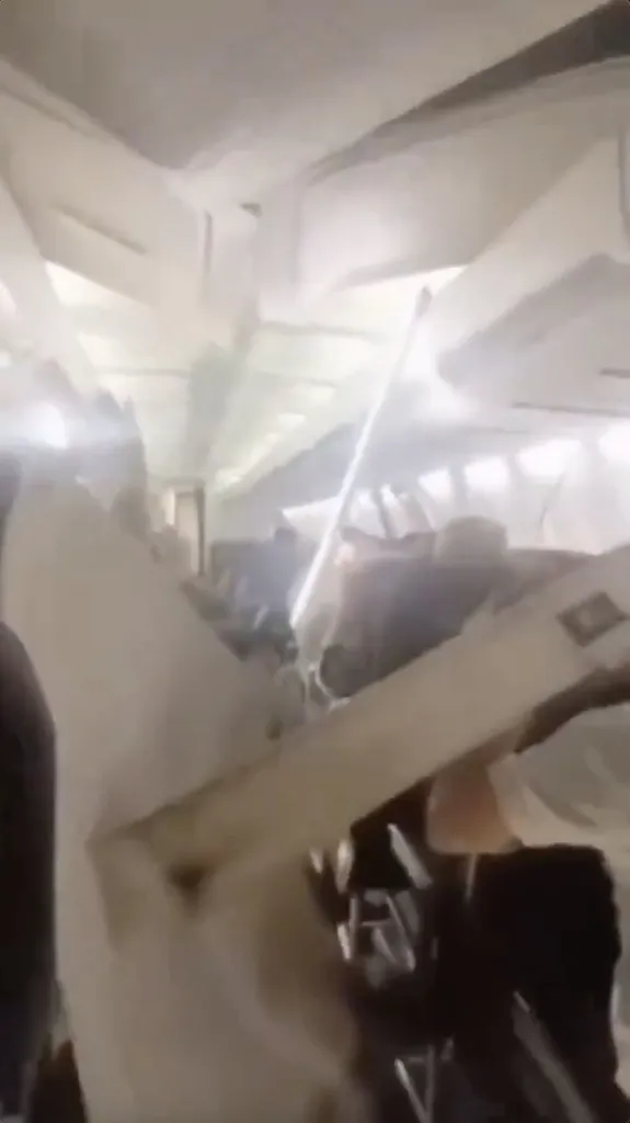 Chaos aboard a plane.