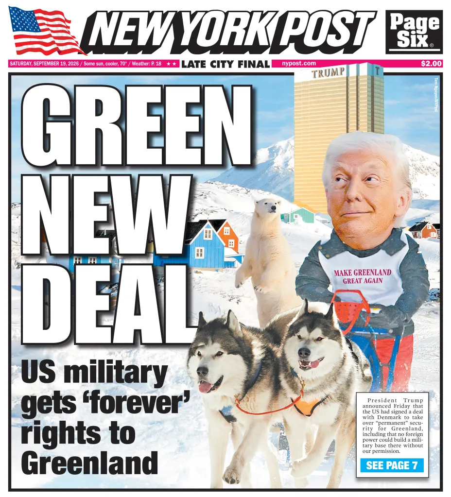 New York Post front page with the headline 
