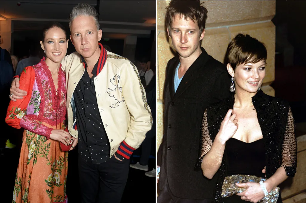 Collage of two images, featuring two different couples on the left and right.