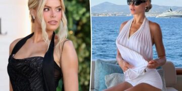 Brooks Nader levels up her pedicure with a massive aquamarine-set toe ring