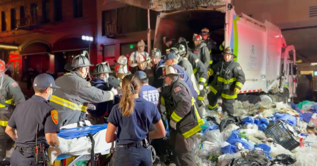 Man Is Rescued From Inside Garbage Truck in San Francisco
