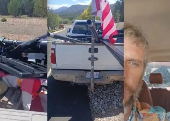 Man Rolls Up to Police Station With Pickup Truck Full of Torn Up Flock Cameras