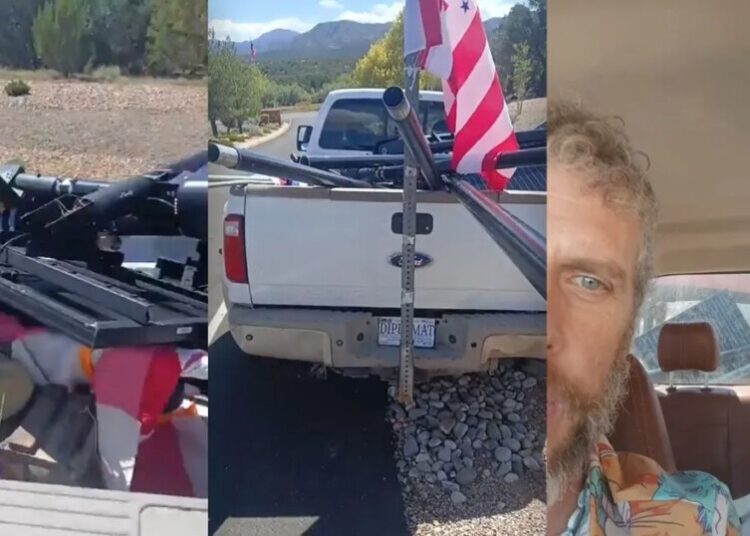 Man Rolls Up to Police Station With Pickup Truck Full of Torn Up Flock Cameras