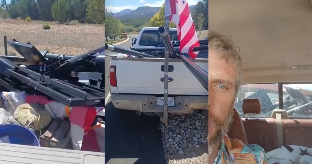 Man Rolls Up to Police Station With Pickup Truck Full of Torn Up Flock Cameras