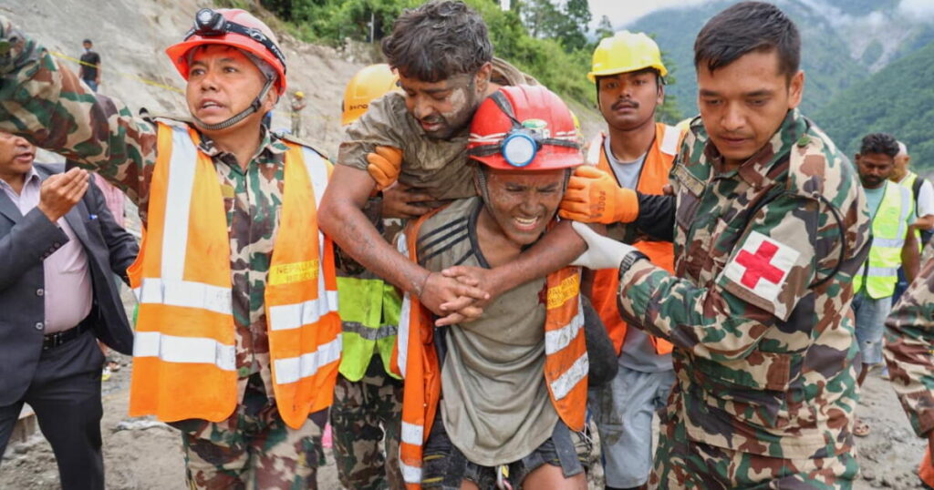 Rescuers pull 2 trapped workers from a hydropower tunnel 9 days after Nepal floods