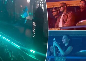 Kim Kardashian and ex Kanye West keep their distance as they support daughter North at her first solo concert