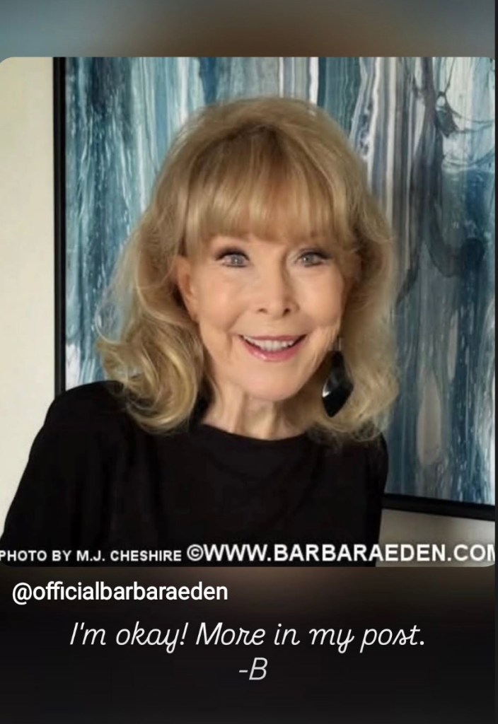 Barbara Eden smiling and looking at the camera.
